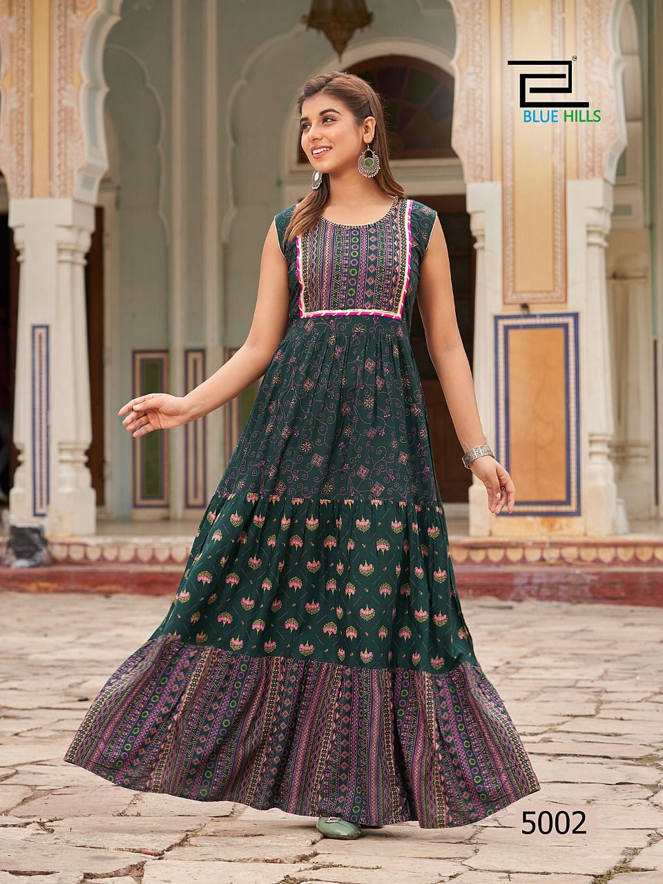 BLUE HILLS Hotstar 5 Printed Designer Festive Wear Long Kurtis Collection